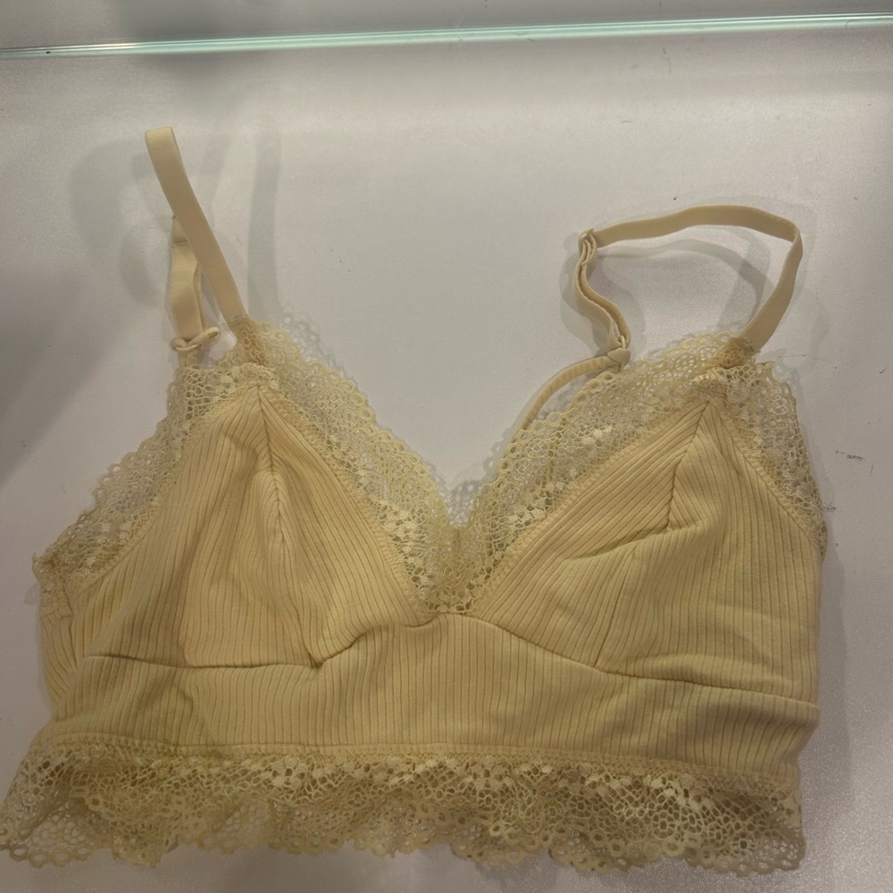 Lace Trimmed Yellow Bralette